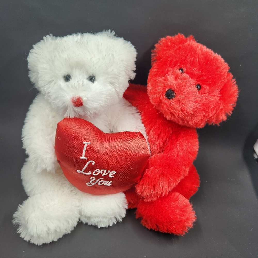 TY Classic Truly Yours Bears I Love You Red White Plush 2003 Beanie Babies